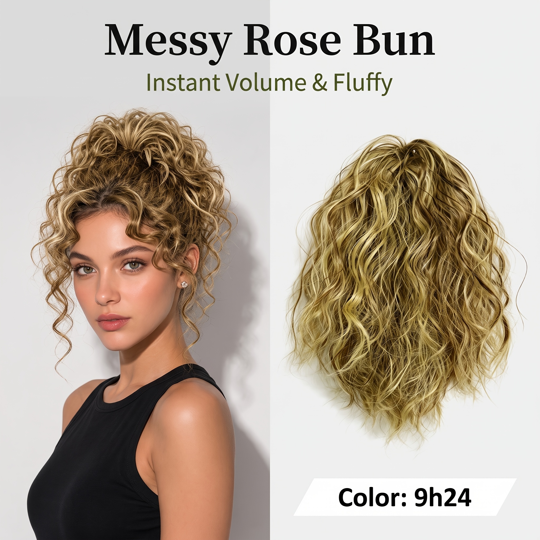 TEMU Women's Latin Curly Messy Bun Hairpiece, Premium Protein Fiber, High Elasticity And , And , For Daily, Gym, Halloween, And Christmas