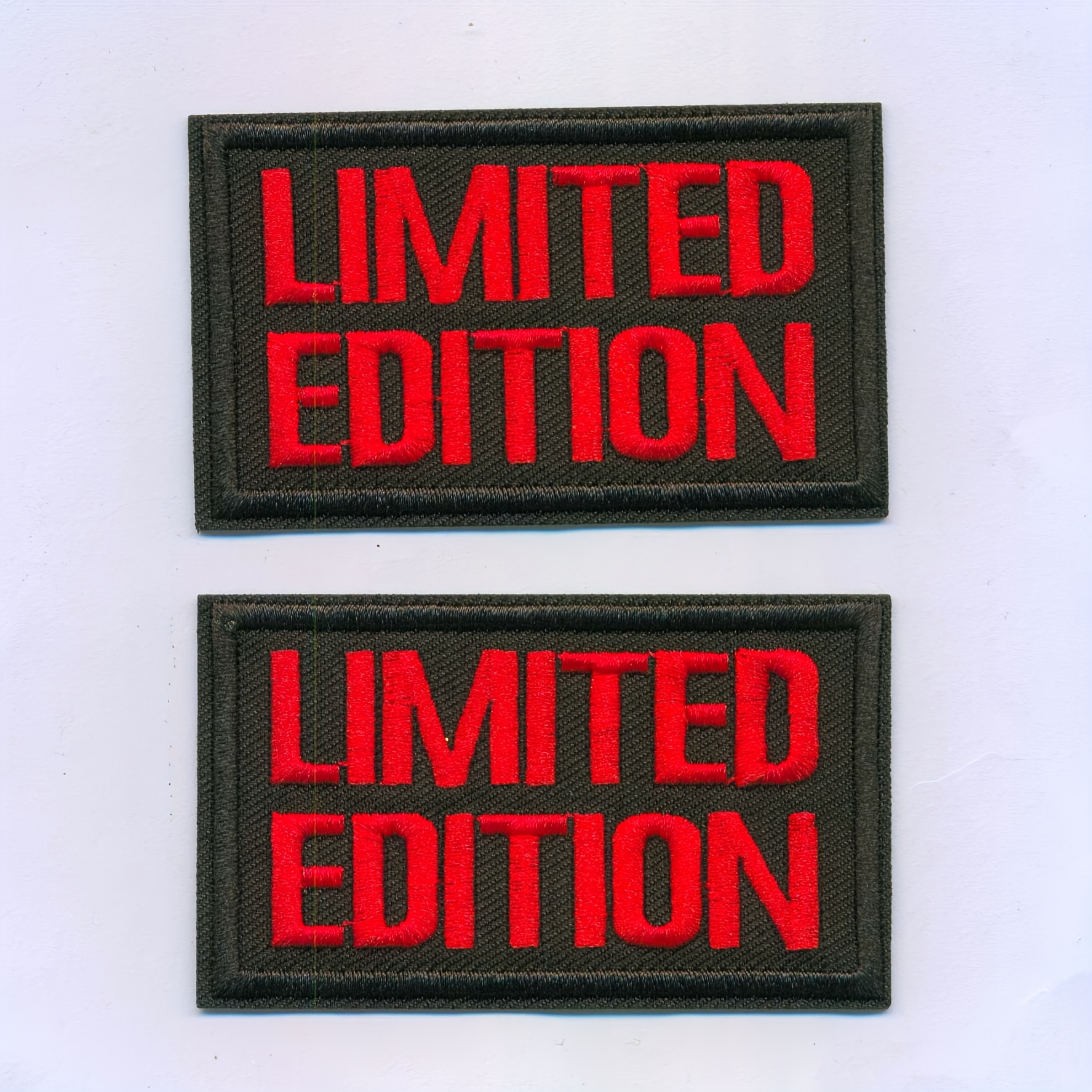 TEMU 2pcs Black/red " Edition" Embroidered Patch Decorative Applique, Iron-on/sew-on Decoration, Suitable For Clothing, Bags, Shoes, Hats And Home