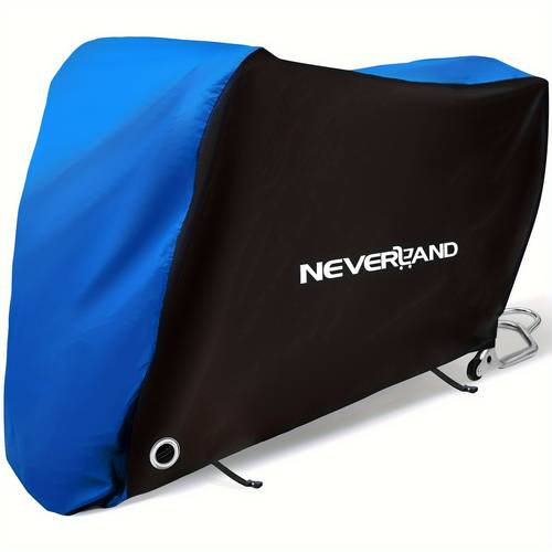 all weather motorcycle cover durable 190t polyester waterproof uv resistant blue with black sides xl size 245x105x125cm for indoor fit with safety lock holes windproof buckles secure motorcycle storage gradient uv resistant material motorcycle cover waterproof outdoor
