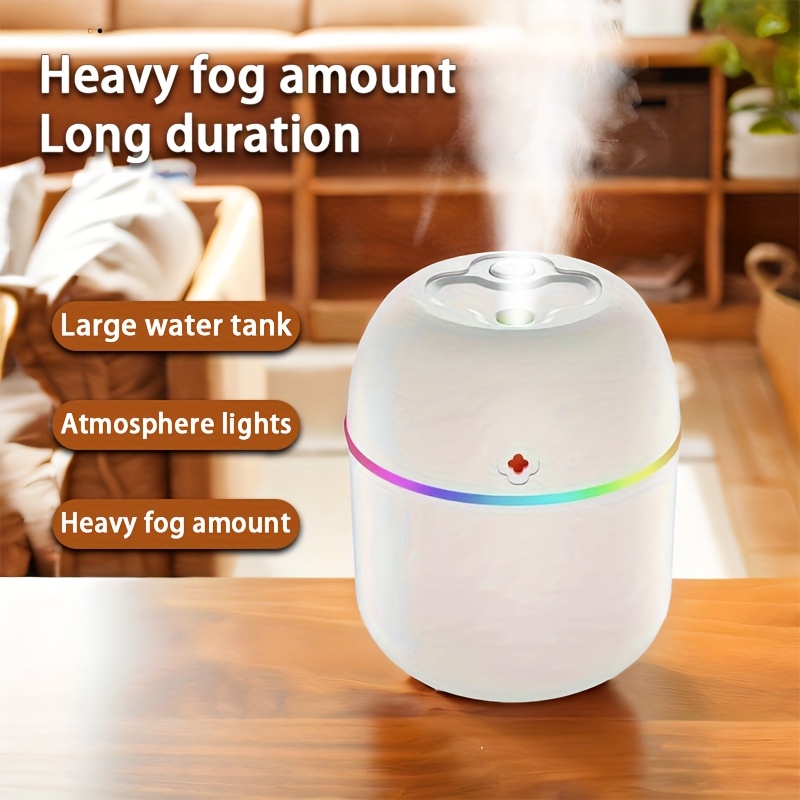 USB-Powered Humidifier - Modern White Design with Colorful Accents, Ideal for Bedroom, Living Room, Desk, and Car - Enhances Ambiance with Soft Glow, Bedroom Humidifier | Modern Humidifier | USB Powered Device, Humidifier for Home