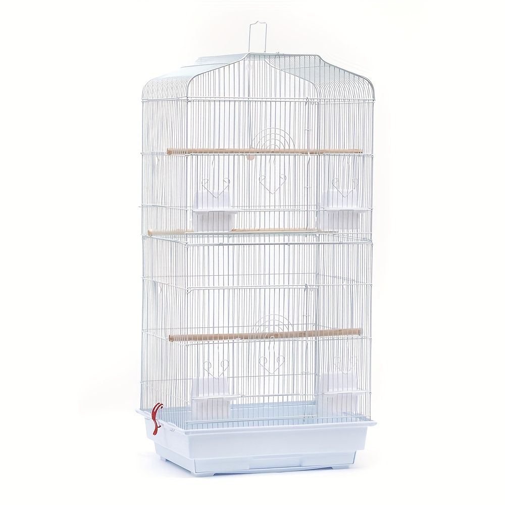 Metal Bird Cage, Portable Birdhouse, 46×35×92cm, White, Suitable For Budgerigars, , Lovebirds, Small Birdhouse, Easy To Clean, For Home Use