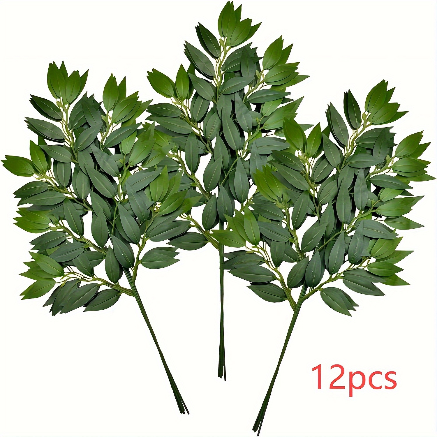 12pcs Koji, , Artificial, Green Leaf, Wreath, Vine, Hanging Spray, Wedding Arch, Bouquet, Stuffing, Table Decoration