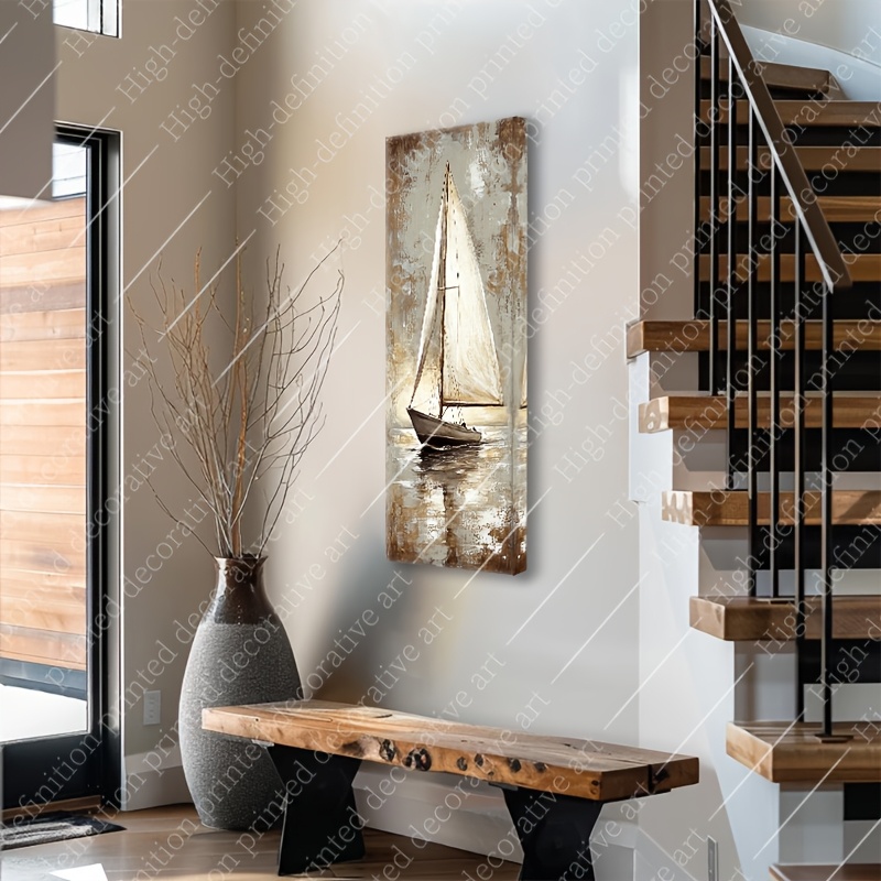 TEMU 2d Flat, 2d Flat, 2d Flat 1pc 2d Flat Long And Narrow Decorative | Great For Ocean-style Living Room, Coastal , Nautical ; Ideal As Sailing