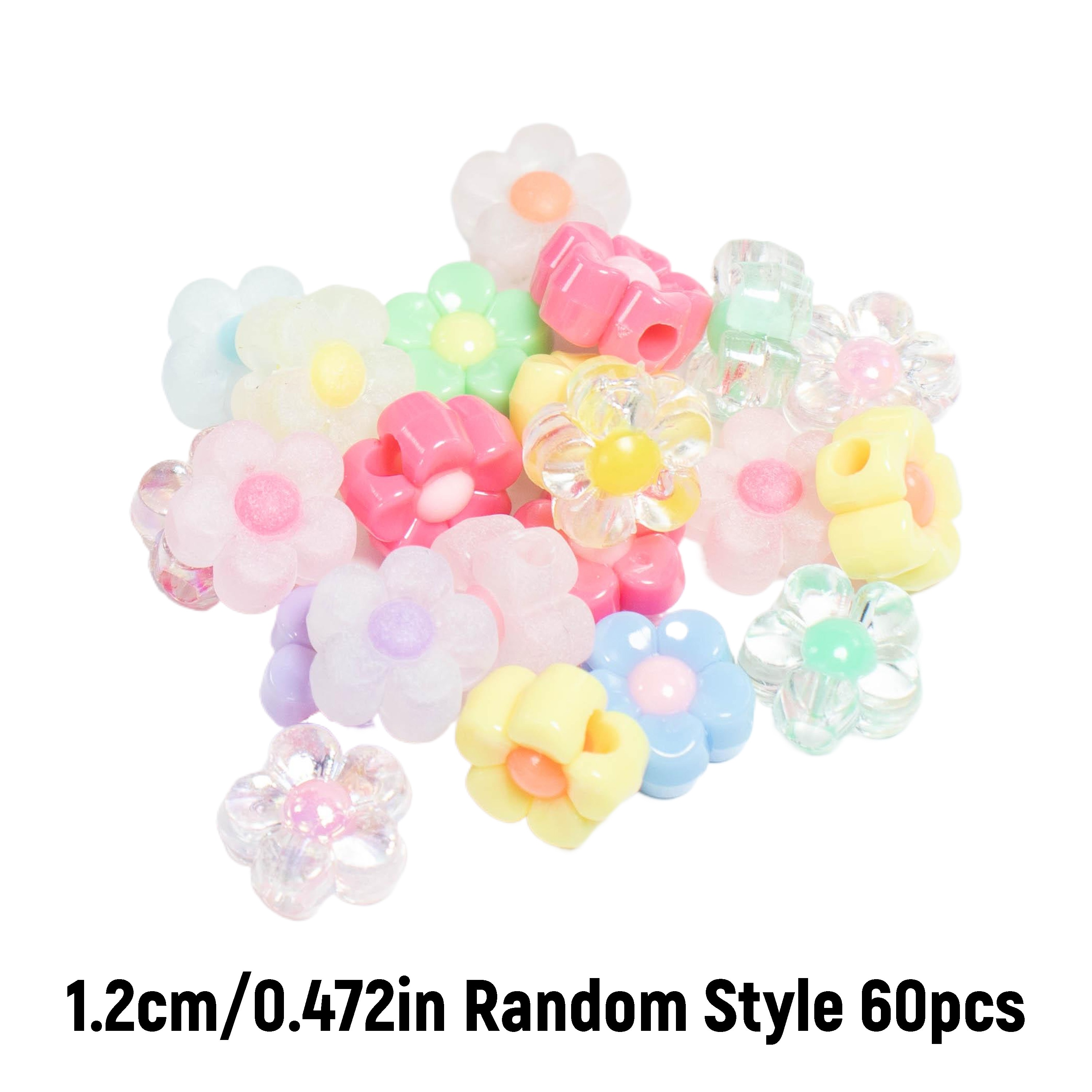 E-shop 120 Stk./60 Stk. 12 mm Zufällige Stile Leuchtende Farben Acryl Blumenperlen, für Schmuckherstellung Armband Halskette Schlüsselanhänger Zusätze