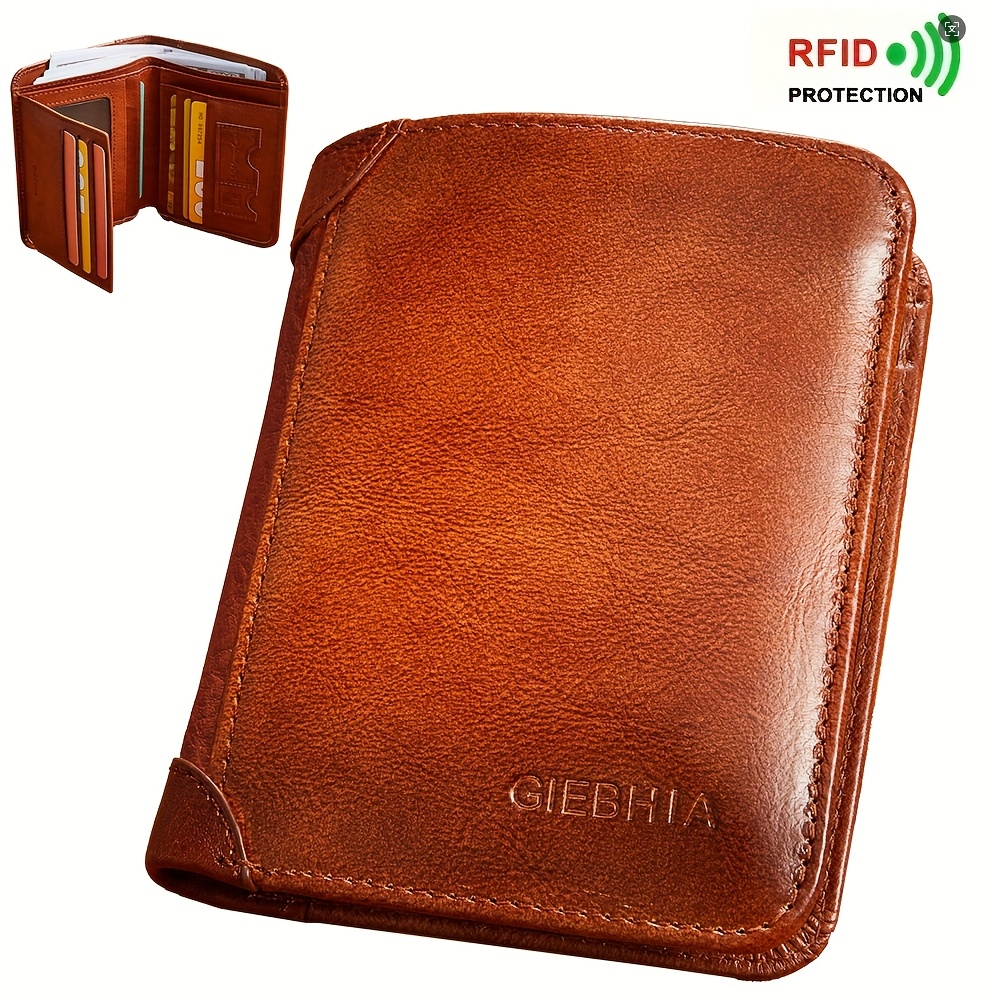 

Men's Rfid Trifold Wallet - 11 Card Slots - Trifold Wallet For Men With 2 Cash Compartments - A Gift For Men