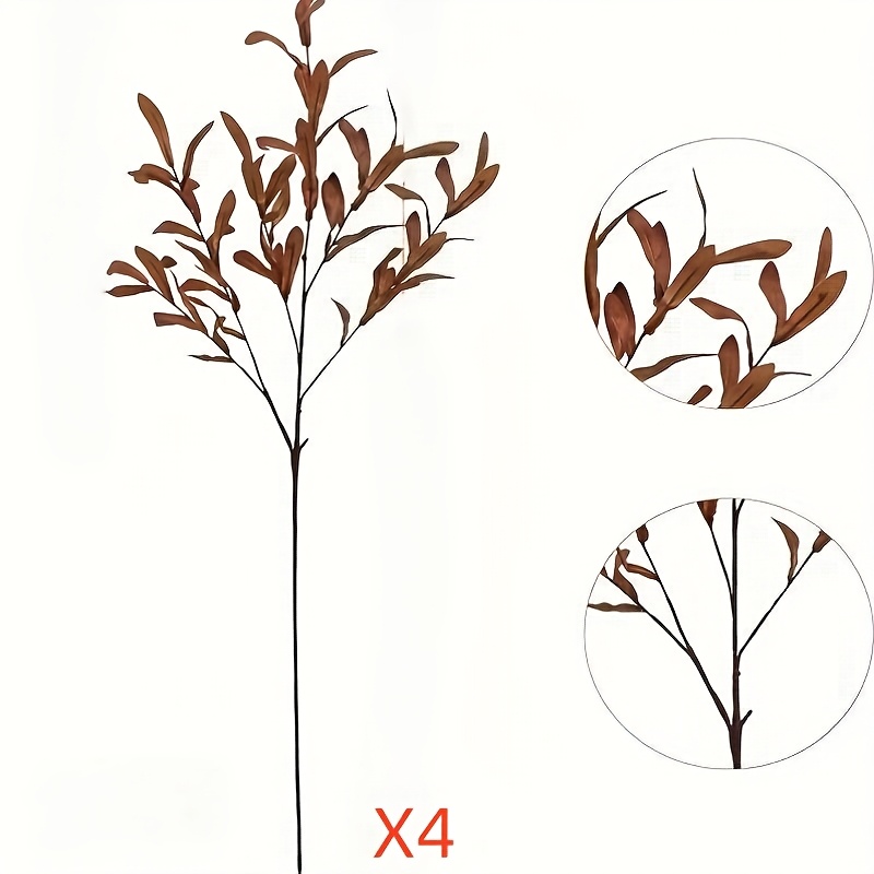 TEMU 4pcs Fleurs Artificielles Rétro Automne Feuille d', Convient pour la Décoration de Vase à , l'Aménagement de Mariage Air et la Décoration de