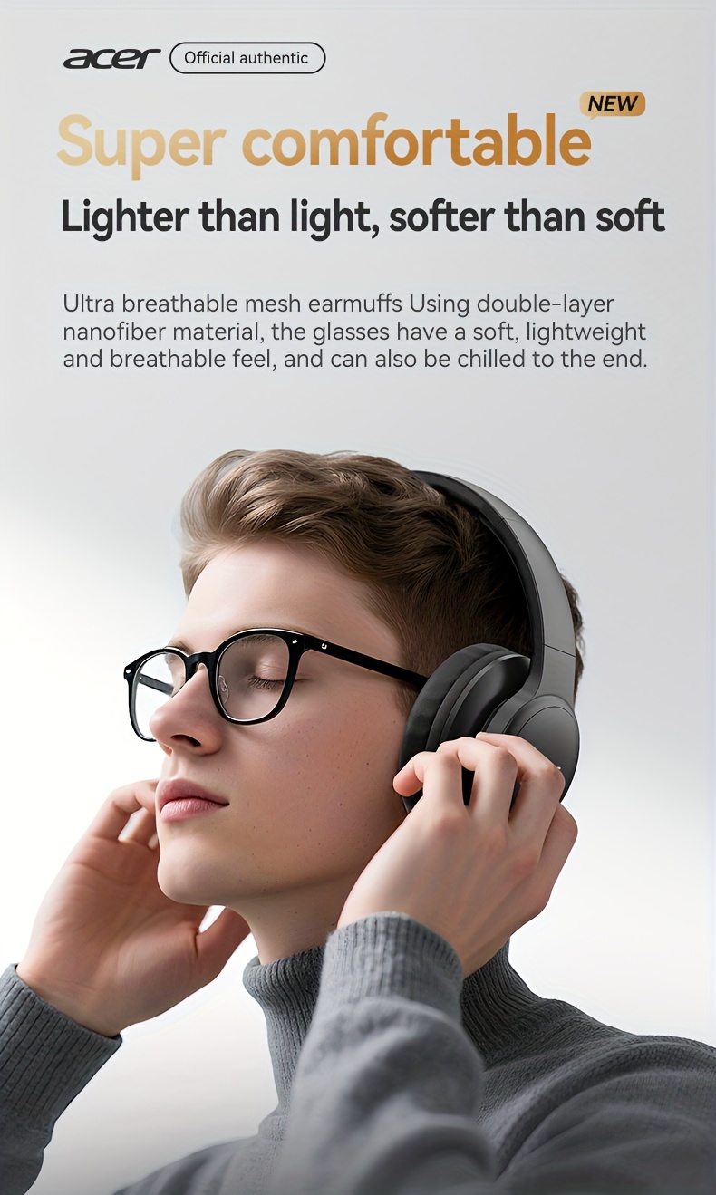 Casque sans fil supra-auriculaire amélioré avec son amélioré en basses, conception pliable légère avec microphone intégré. Inclut un câble audio de 3,5 mm