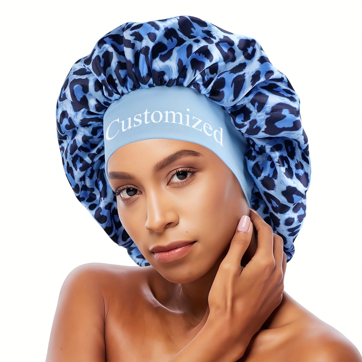TEMU 1 Personalized Print Satin Bonnet Featuring A Wide Brim For Women, Hair Softly During And For Everyday Use, Ideal For Curly Hair Care