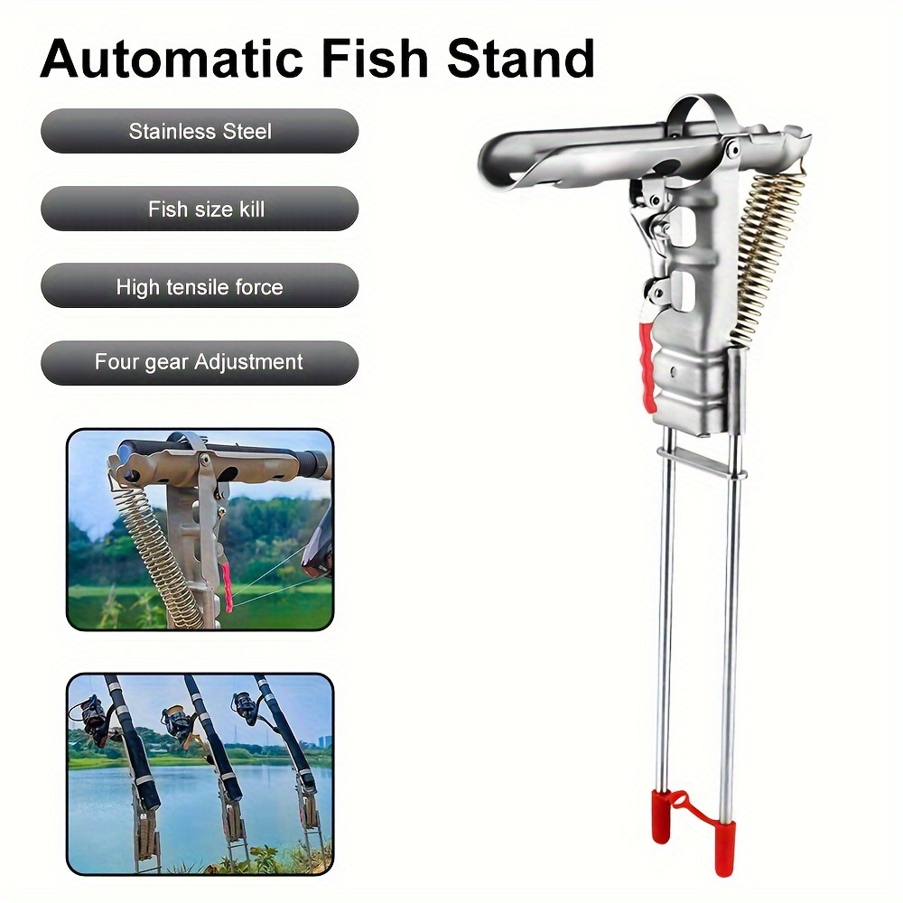 1pc Stainless Steel Rod Stand - Automatic Spring Fishing Rod