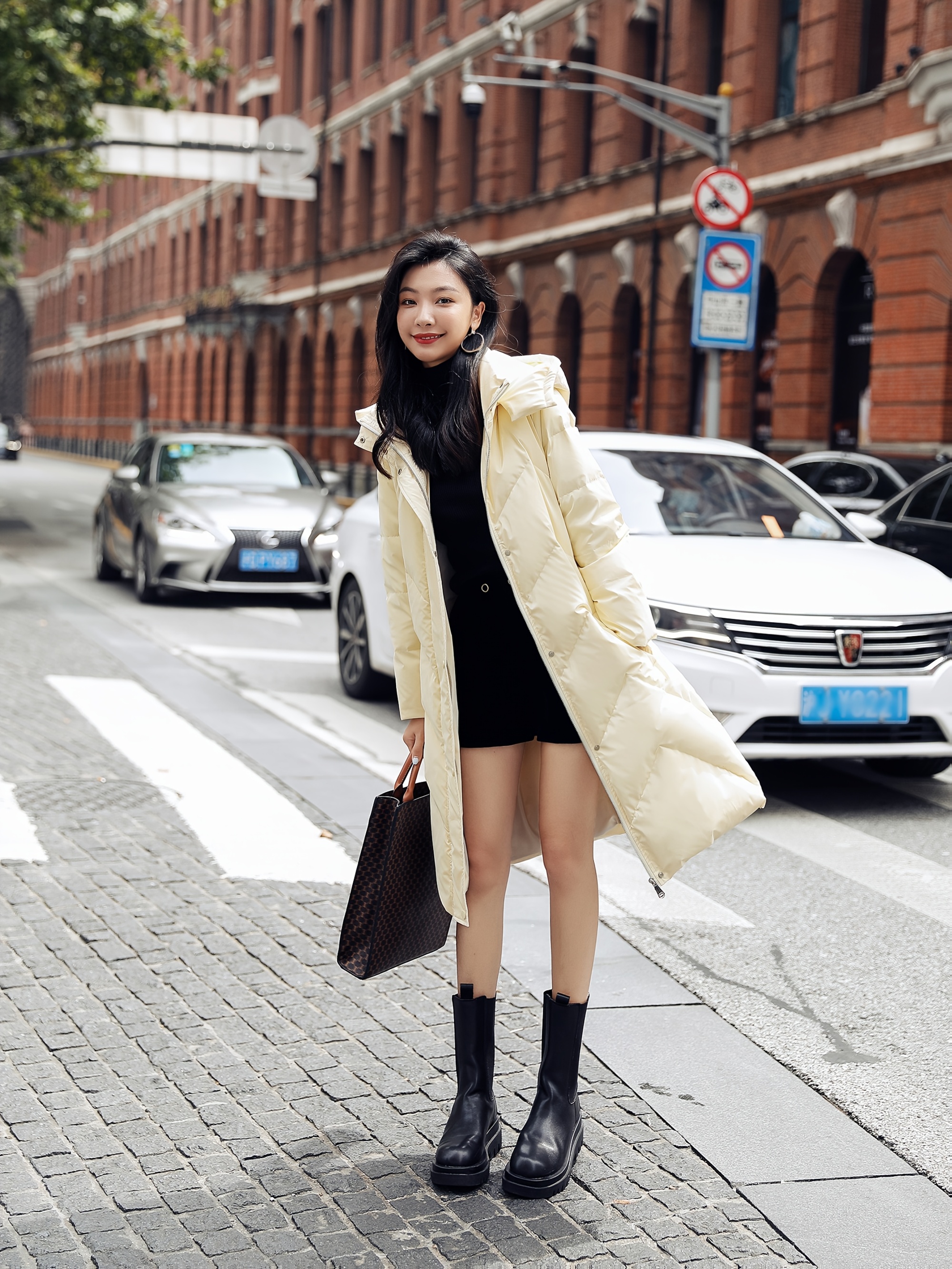 Padded Jacket Stretch Beige Women'S Stylish Long Winter Coat With