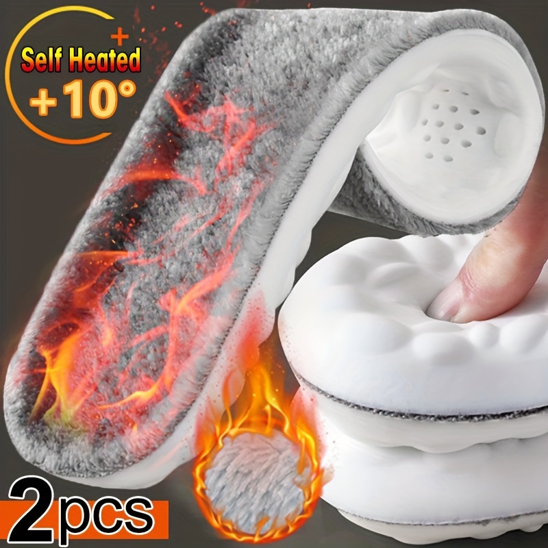 

2pcs Self-heating Eva Insoles - Winter Plush , Shock-absorbing Sports Pads For