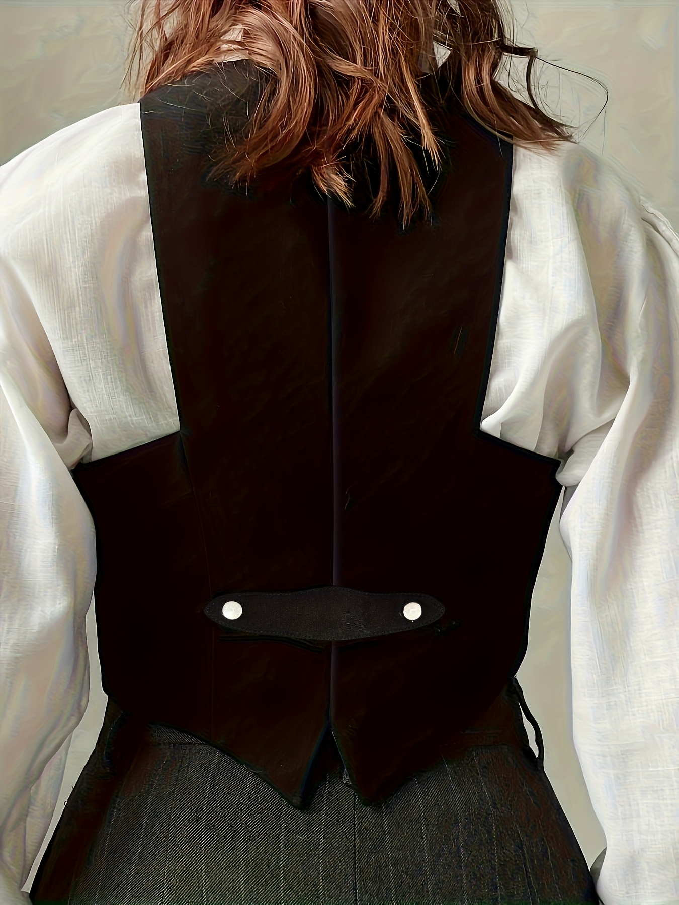 french vintage style black v neck womens waistcoat a chic - Temu