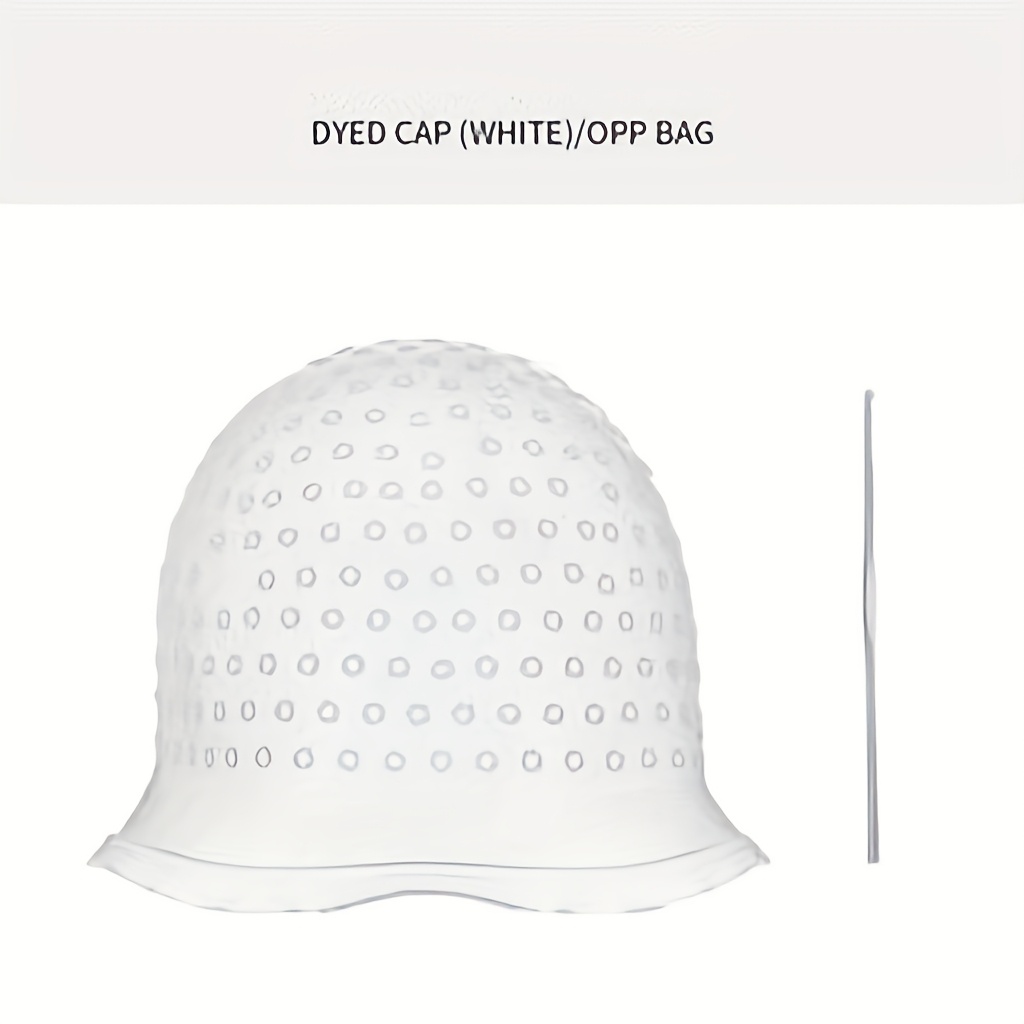 1pc Reusable White Silicone Hair Dye Cap, For Beauty Salons, Hairdressing Dyeing And Highlights