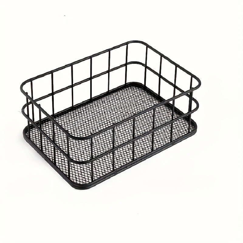E-shop Zeitgenössischer Goldener Metall-Aufbewahrungskorb mit Belüfteter Mesh-Basis - Langlebiger Offener Drahtgestell-Organizer für Schreibtisch, Büro