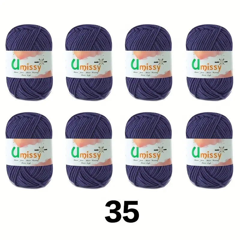 8pcs Solid Color 4 Ply Cotton Yarn For Knitting And Crocheting 25g