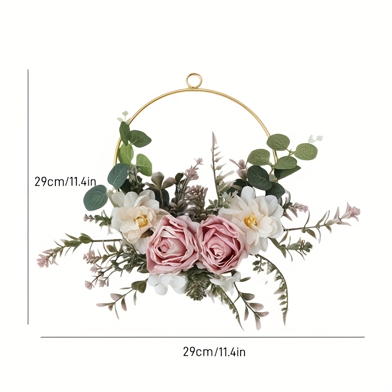 1pc Realistic Hanging Fake Flower Wreath With Faux Flowers & Leaves - Elegant Wall Decor Suitable For Weddings, Christmas, New Year, Door/wall/balcony Decoration - Low-maintenance Decorative Wreath