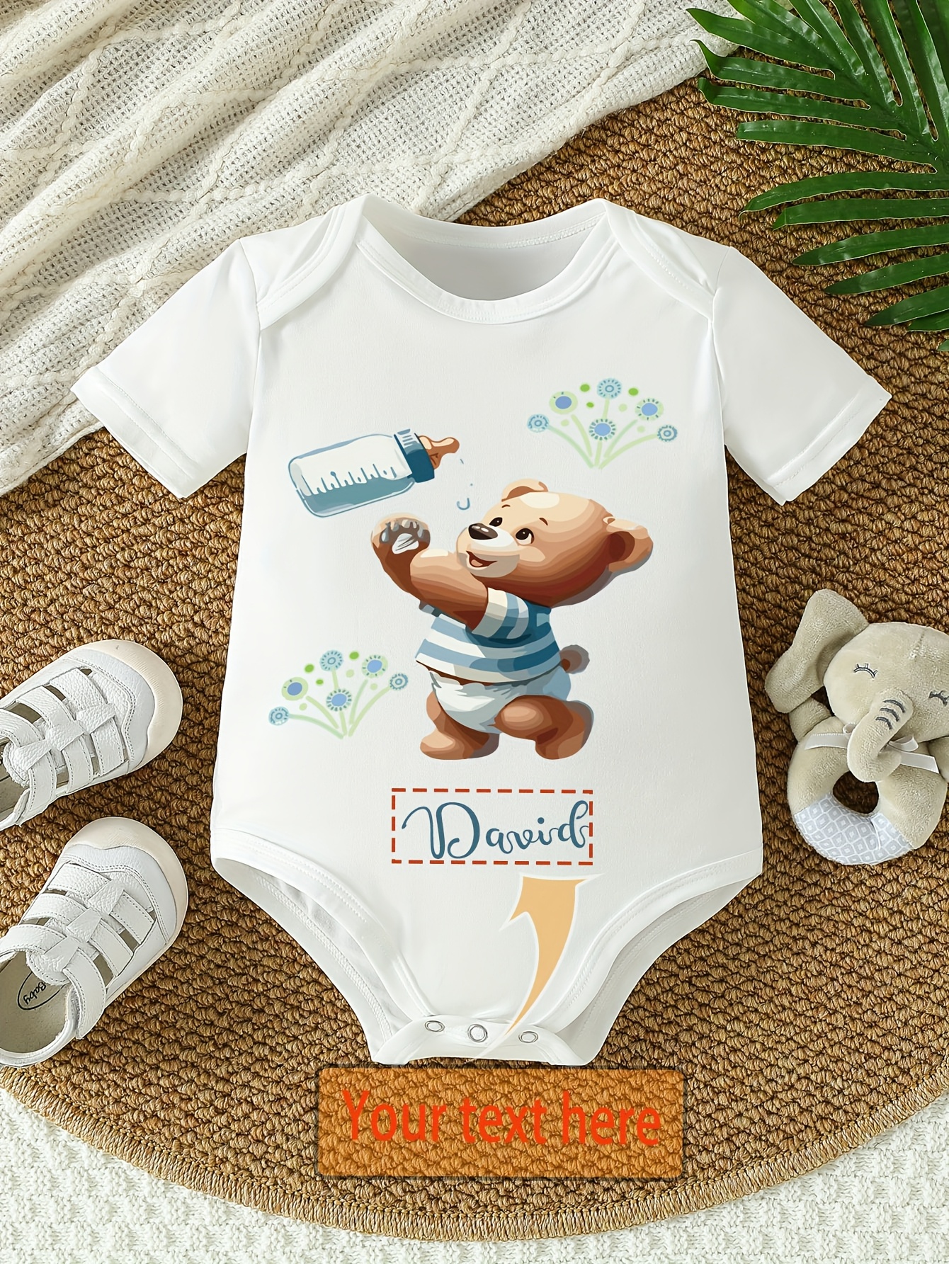 newborn infant romper fun pattern iron text Temu Ireland