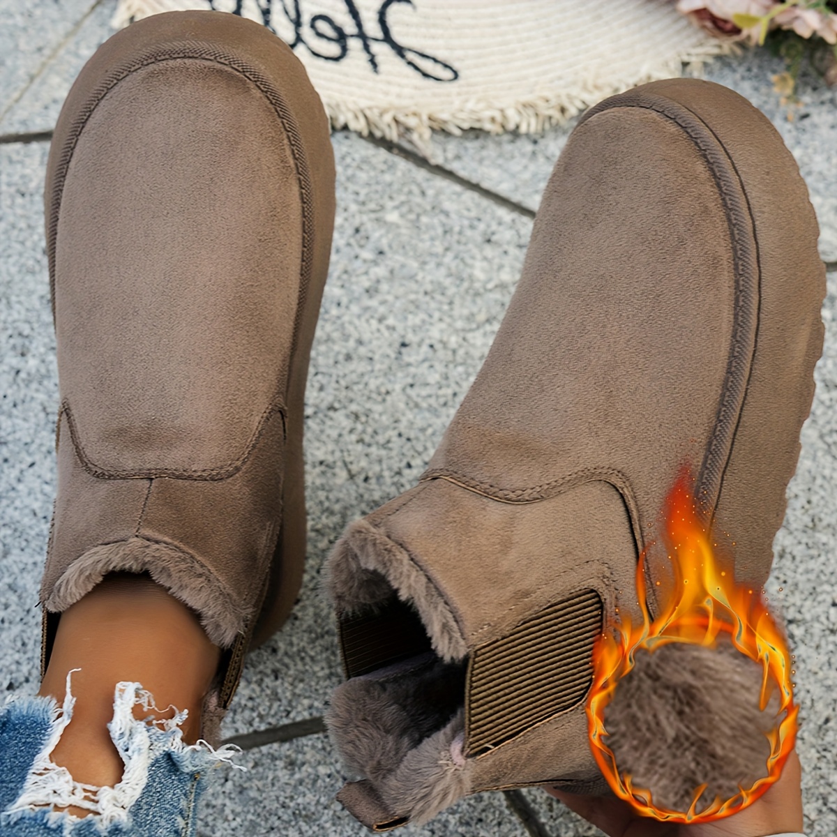 TEMU Stylish Versatile Women's Ankle Boots, Trendy Casual Snow Boots