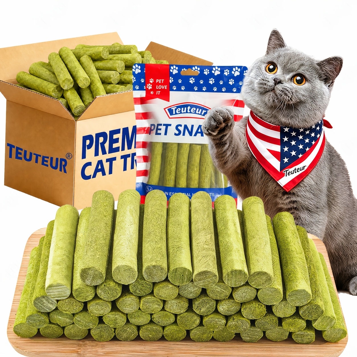 TEMU Chicken Cat Grass Treat Sticks With, Freeze-dried Cat Snacks For Indoor Cats, Kittens, And Adult Cats, Crunchy Chew Treats For Daily Feeding,