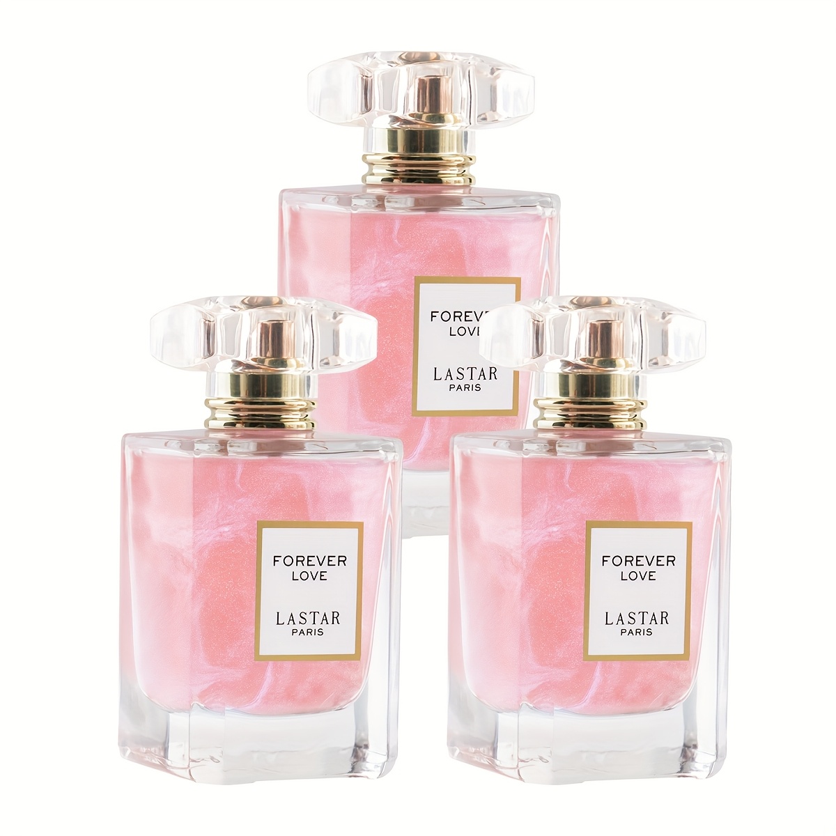 Image of 3pcs Lastar Eau De Toilette. Fresh, Rich And Long-lasting Fragrance. Pink Golden Liquid With Elegant Romantic Vibe. Ideal For Festivals, Parties And Business Gifting.