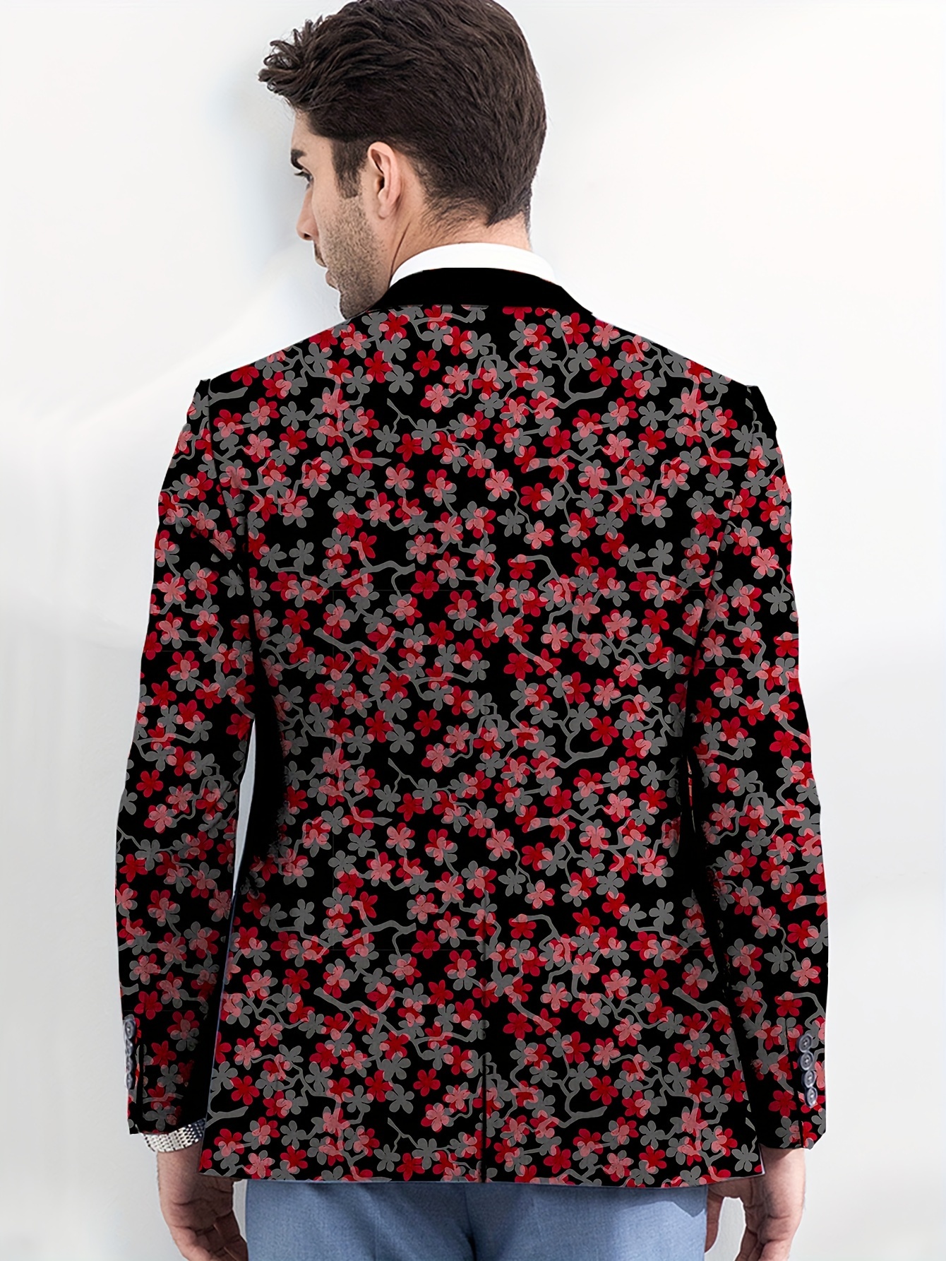 De Vestir Blazer Flores Hombre Suits Traje Rosa Con Flores Hombre