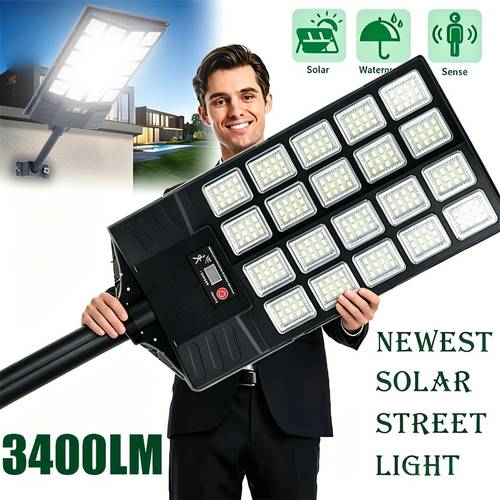 outdoor solar street lights commercial lights dusk to dawn solar lights with 3 level brightness no electricity cost portable street lights for garden yard lawn garage