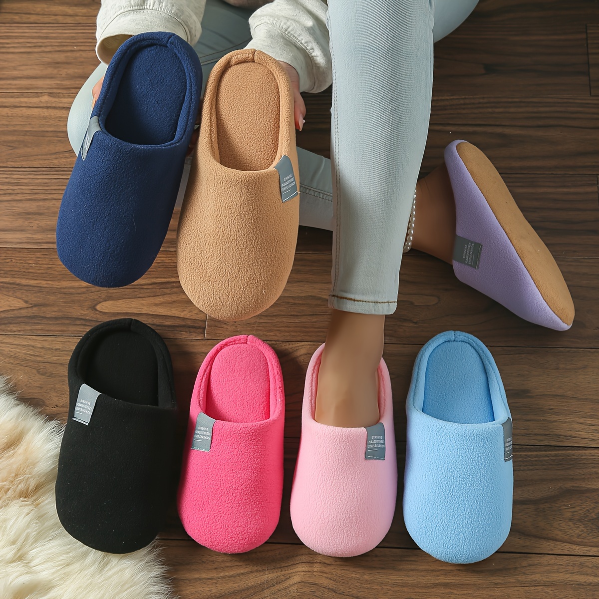 

Elegant Women's Slip-on Fleece Slippers - Cozy, Warm & Quiet For Indoor Comfort | Spring, Fall & Winter