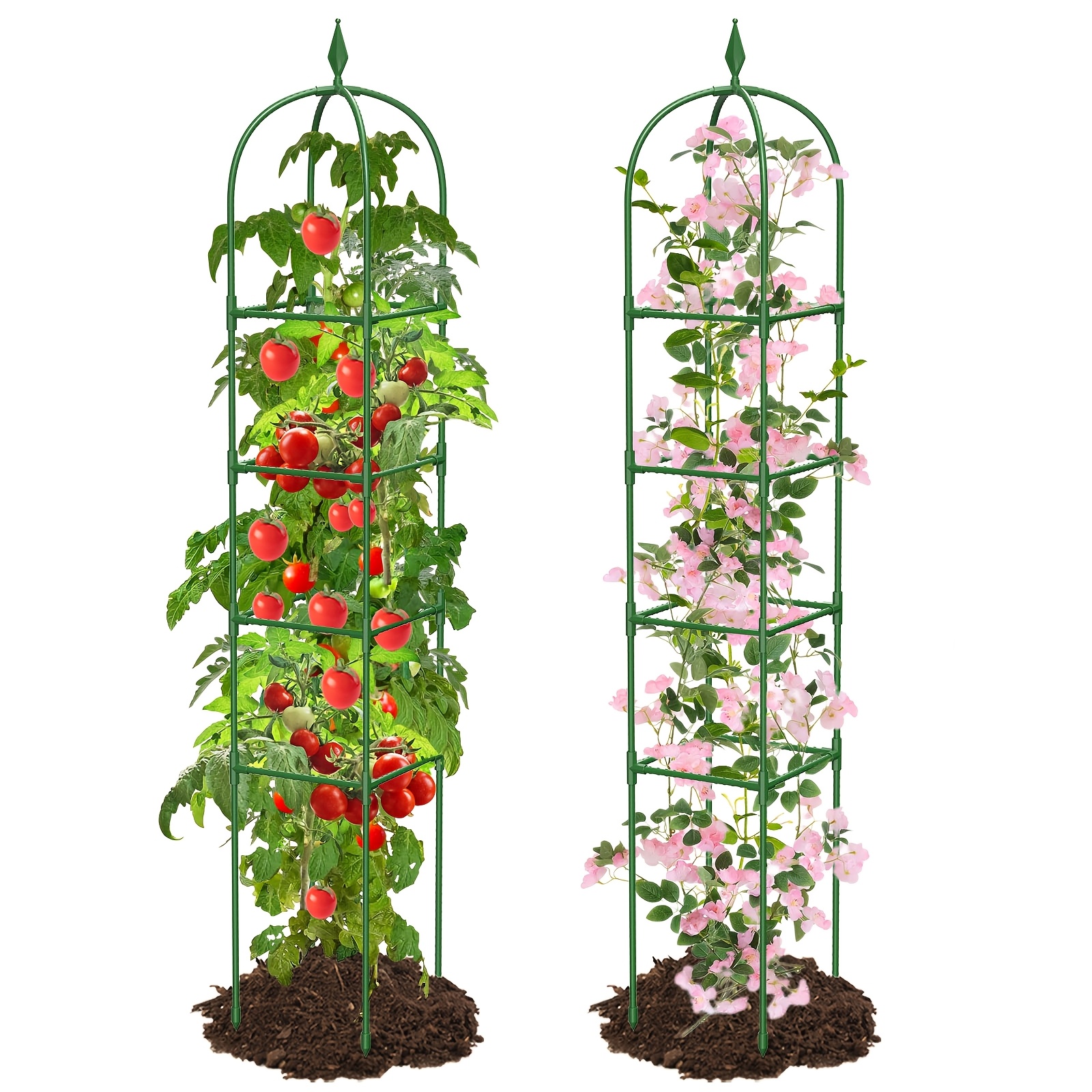Image of 2 Pack Trellis For Climbing Plants Outdoor, 70in Garden Obelisk Trellis, Tall Rustproof Coated Metal Plant Support For Vine Jasmine Support Outdoor Indoor