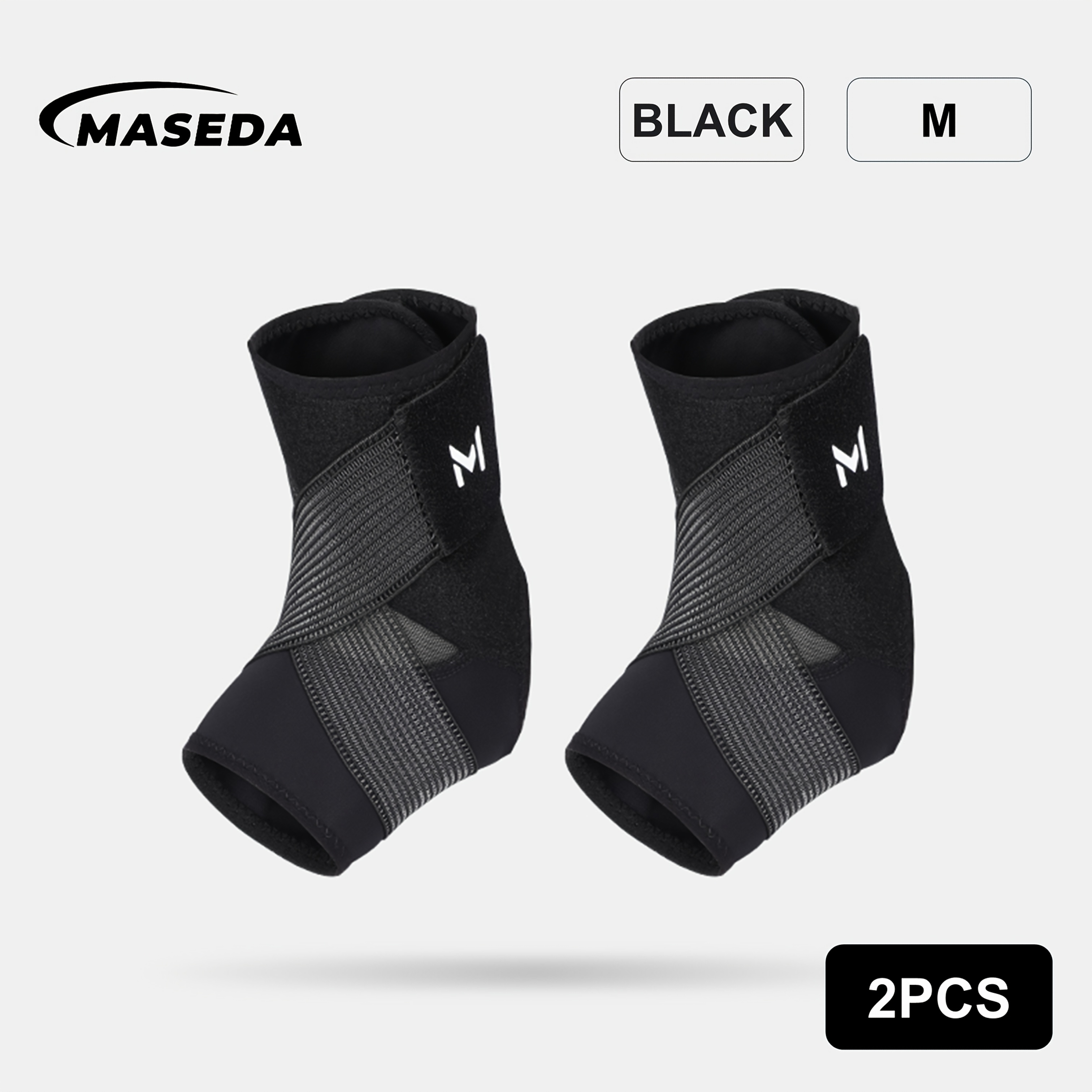 Image of 2pcs Set Of High-quality Ankle Supports, Adjustable Compression Ankle , Suitable For Sports And Running - Elastic, Breathable And Adjustable. Made Of Spandex, Nylon And Polyester, With A Of Sizes From