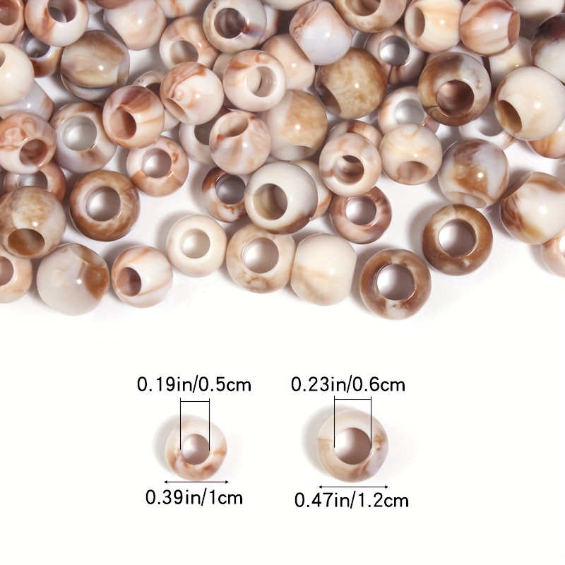 Image of 50pcs Mocha Color Beads For Hair Braiding With 5-6mm Hole | Large Hole Neutral Beads For Hair Styling, Dreadlocks & Additions, Christmas And New Year Gift