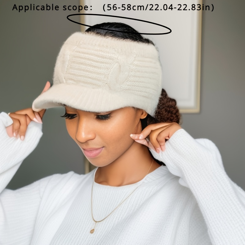 Women\'s Winter Acrylic Beanie Hat with Toggle Closure Hand Wash womens acrylic knit baseball cap ponytail hole toggle - Temu  main image 3