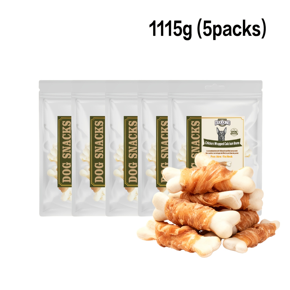 Chicken Wrapped Bone Dog Chews | Rawhide-free, High Protein Training Rewards, Teeth Cleaning, & Low-fat Supplement Snacks For All Breeds