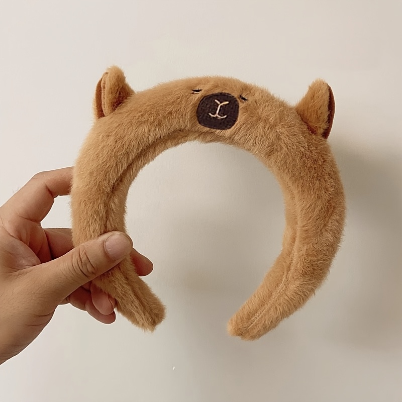 Image of Cute Plush Capybara Headband For Women, Perfect For Washing , Featuring A High , Ideal For Autumn And Winter Daily Outfits