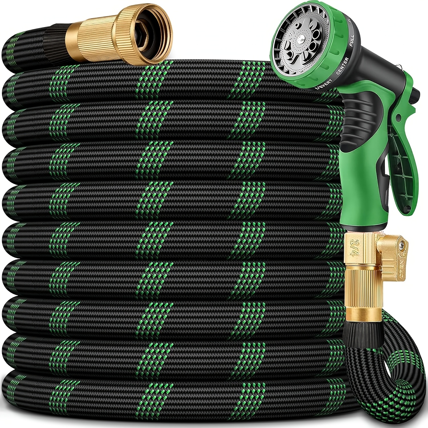 TEMU Tuyau d'arrosage de jardin de 100 pieds avec buse de pulvérisation haute pression 10 fonctions, en laiton 3/4, étanche, matériau durable, idéal
