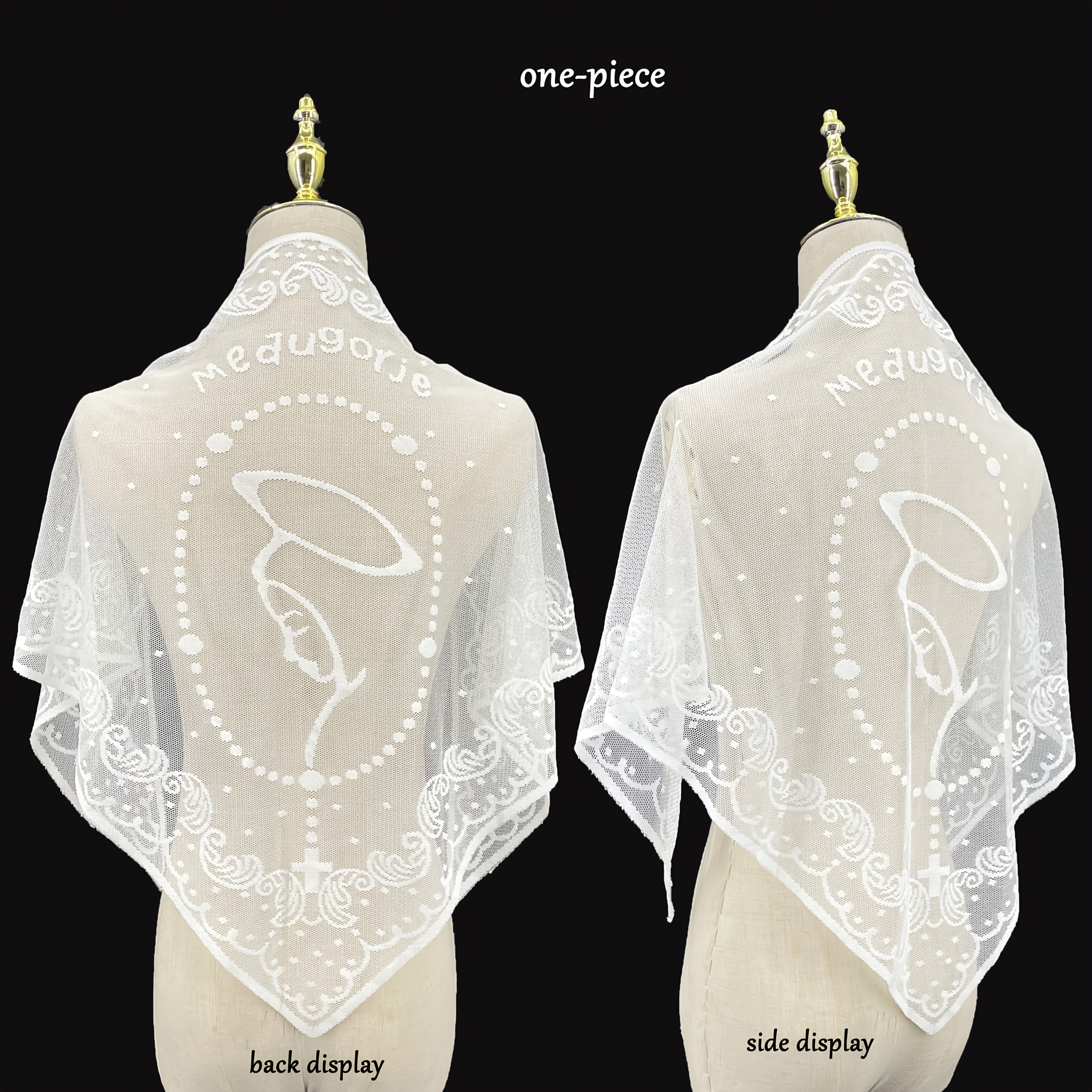 Single-pack Medieval Cross Pattern Triangle Scarf Shawl Headscarf, Wedding Veil Religious Party Accessory Mesh Material Lightweight, Wedding Veil, Church Accessories, Elegant Shawl, Classic Embroidery