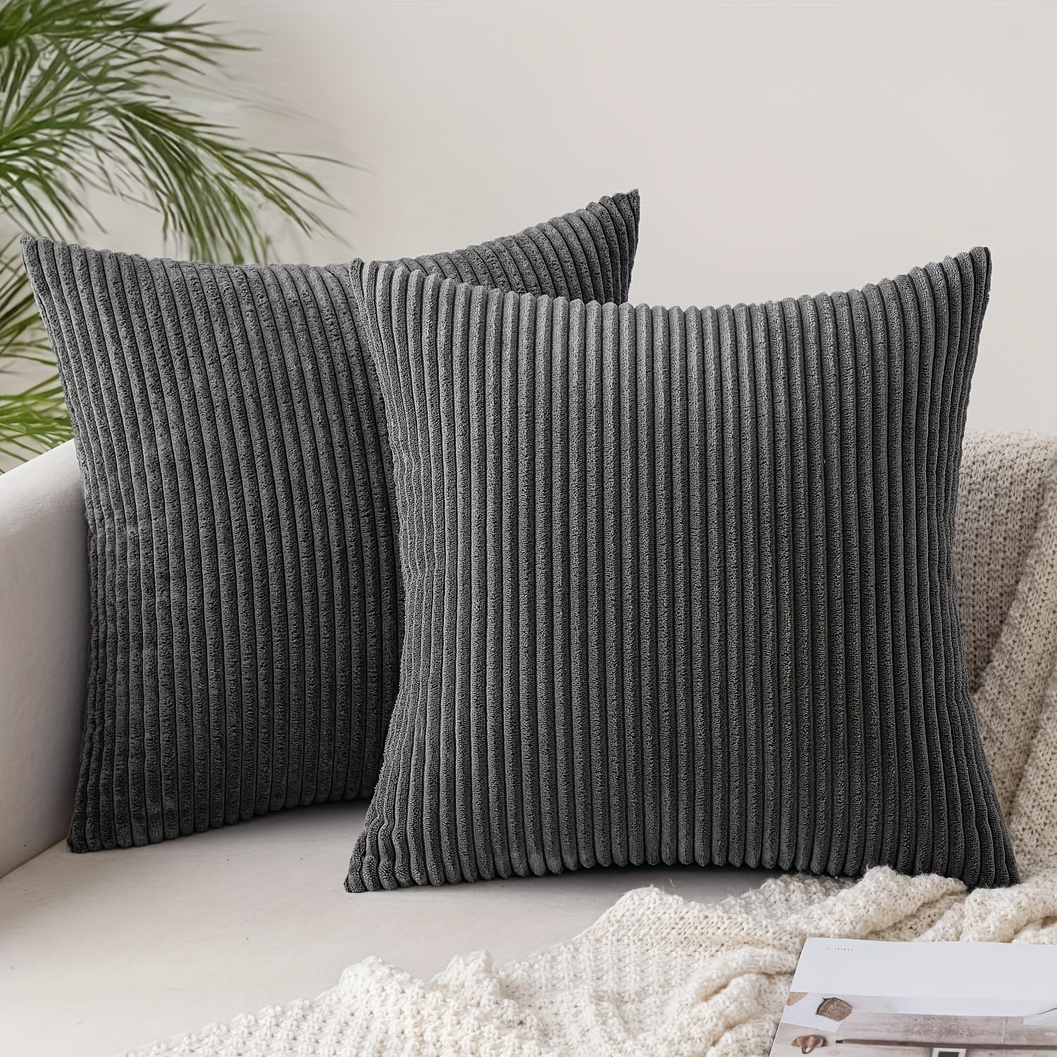 Image of 2pcs Velvet Cushion Cover, Beige, 40 X 40cm, 40*80cm, Sofa Cushion Cover, Decorative Pillow Cover, Soft, Suitable For Sofa, Bedroom, Living Room, Balcony