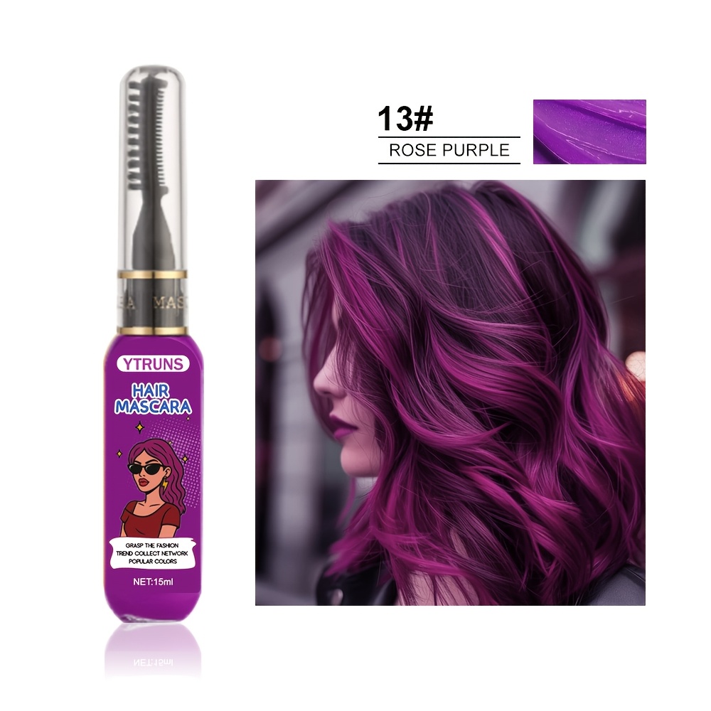 Temporary Hair Color Mascara 13 For Instant Highlighting Styling Washable Hair Dye For Party, Festival, Cosplay Daily Look Application, Non-sticky Quick Dry Formula, 15ml Each