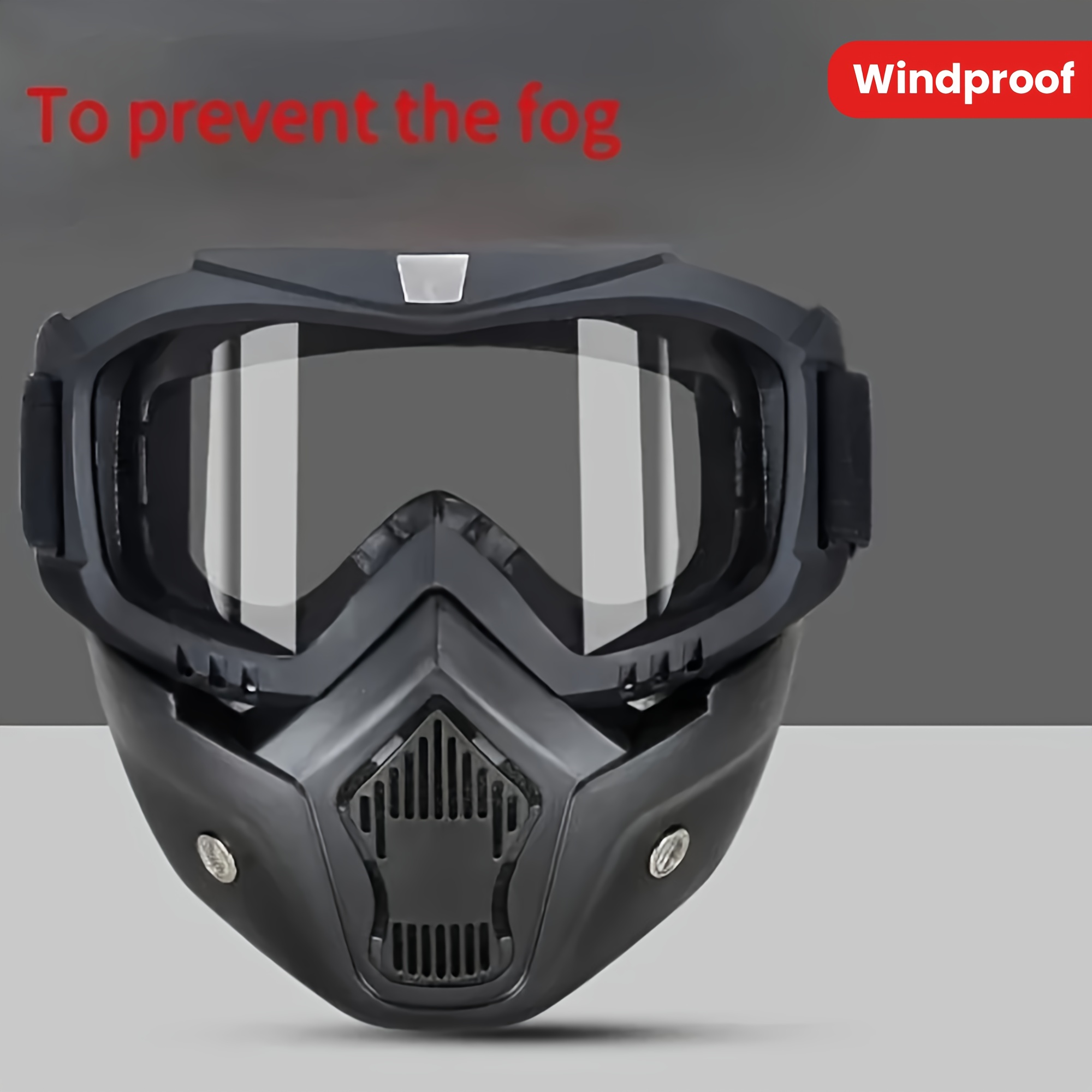 1pc Anti-Fog Protective Face Mask with Integrated Goggles - Tactical Windproof, Sand & Impact Resistant Full Face Shield, Breathable Design for Cycling, Outdoor Sports & CS Gear, Durable Plastic Const