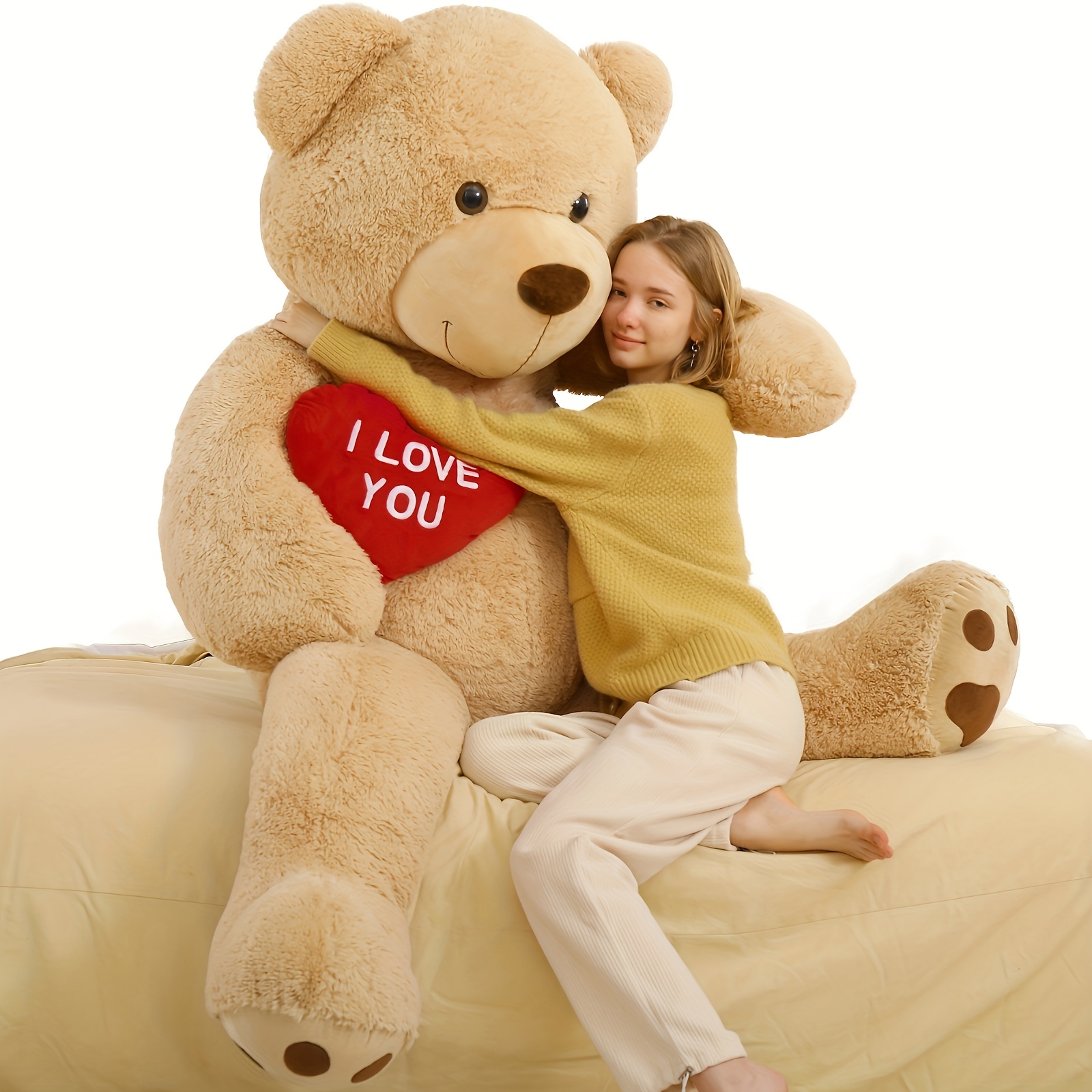 

Teddy Bear 6ft Stuffed Animals - "i Love You"red Heart Jumbo Human Size Teddy Bear For Girlfriend, Boyfriend, Wife, Lover-birthday, Anniversary, Valentines, Or Long Distance