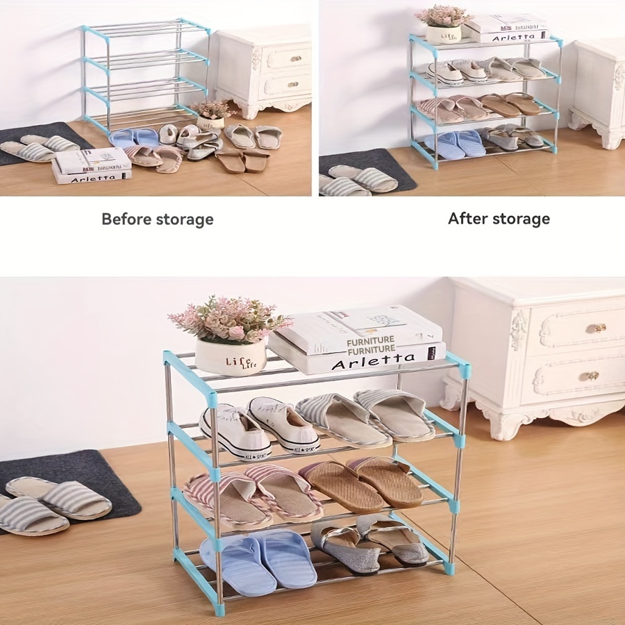 

Stainless Steel Multi-layer Shoe Rack - Foldable, Space-saving Organizer For Home & Dorm