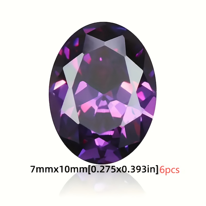 TEMU Elegant 6pcs Oval Purple Violet Set For Jewelry Making - Perfect For Rings, Pendants, Crafts & Art Supplies - Jewelry Findings & Components