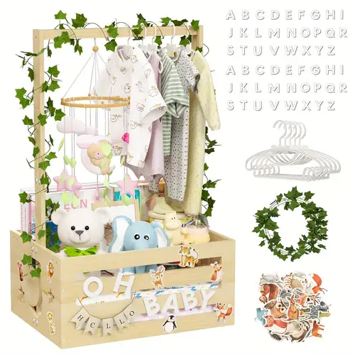 Baby Cloth Rack Present Clothing Rack NUAHRHY Wooden Closet Multipurpose Baby Shower Gift ...