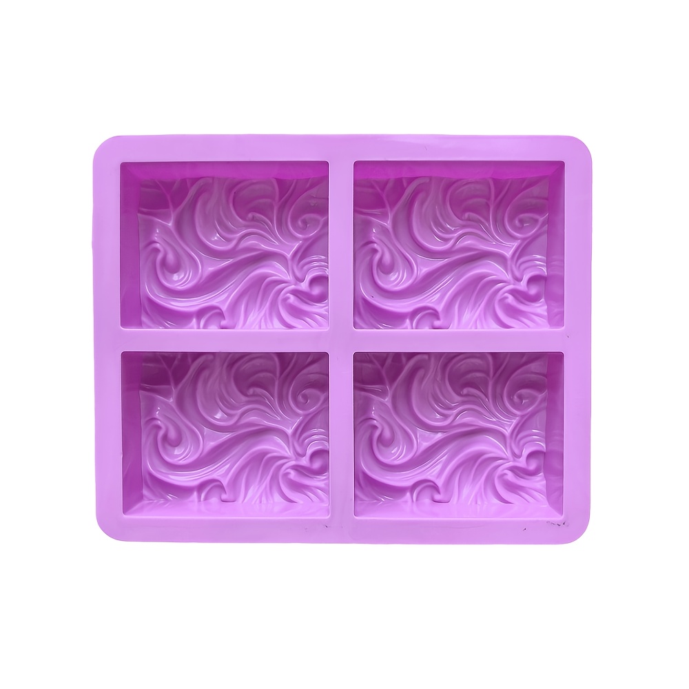 TEMU 1pc 1- Wavy Floral Square Silicone Mold Suitable For Diy Soap, Candle, Resin Crafts - Flexible Mold With & Flower Patterns, Compatible For Epoxy