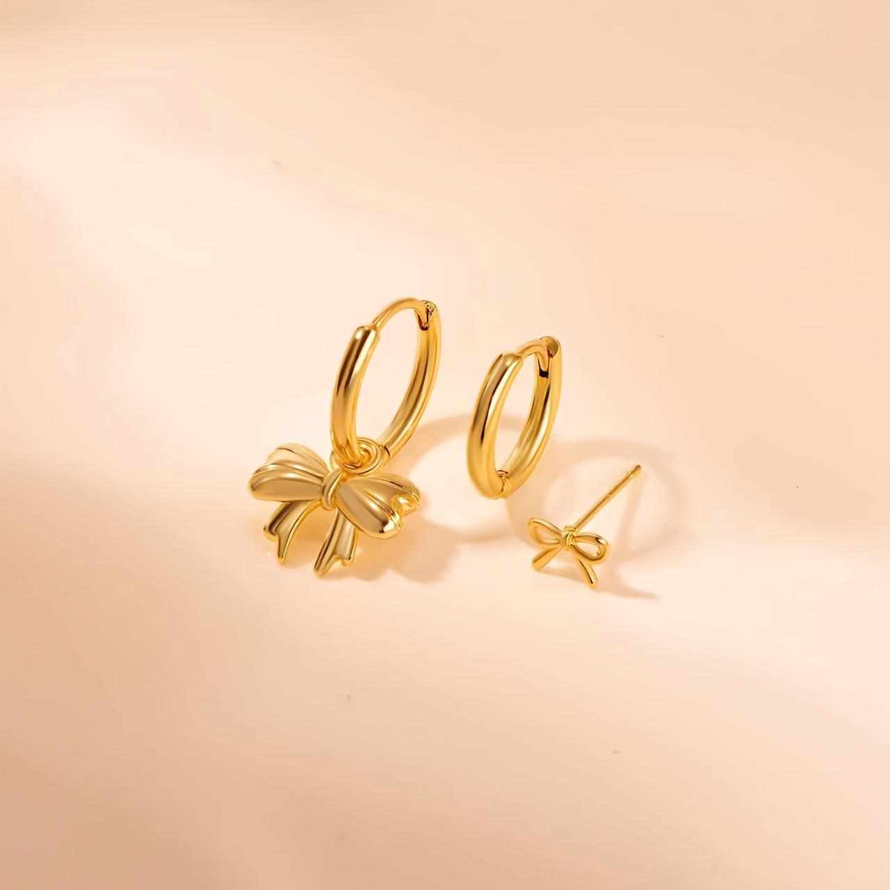 3pc Boho Style 14K Gold Plated Earring Stack Set