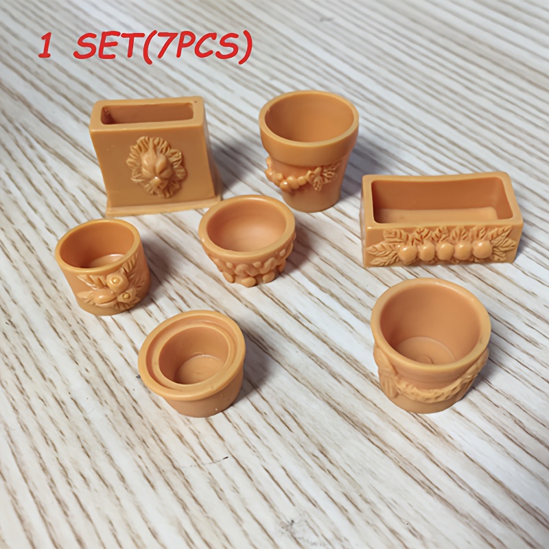 7pcs- Miniature Bonsai Flower Pot Set - Dollhouse Fairy Garden Decor!