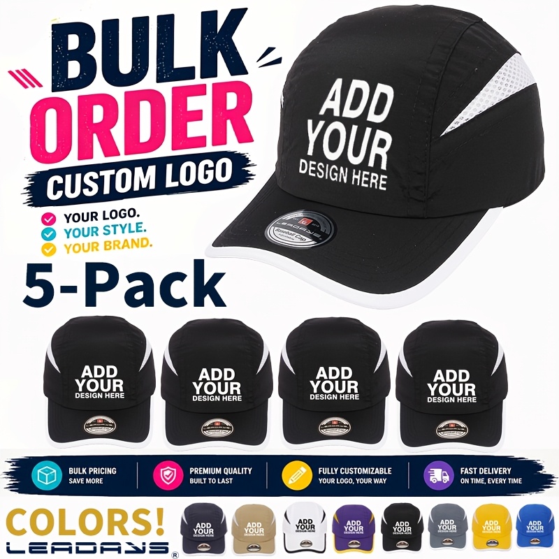 TEMU 5-pack Custom Logo Outdoor Running Hat Baseball Quick Dry Breathable Super Light For Men Women, Outdoor Hat