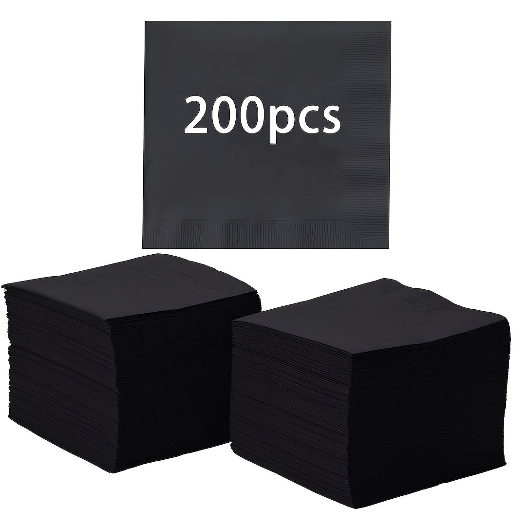 TEMU 100/200 Pack Exquisite Black Paper Napkins Disposable Daily 2-ply Black Dinner Napkins Daily Use Party Lunch Napkins Suitable For Table Party
