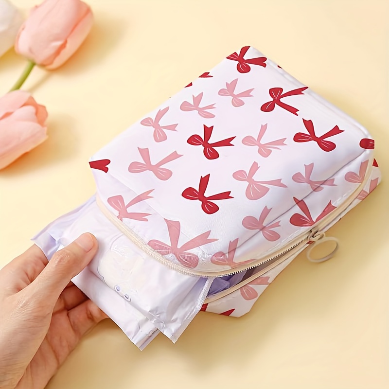 

1pc Women's Handbag Mini Handbag Storage Bag, Pattern Print Portable Large Capacity Sanitary Napkin Storage Bag, Candy Miscellaneous Storage Bag, Lightweight Multifunctional Bag