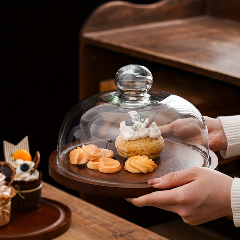 

Support à Gâteau en Bois d' Japonais Vintage - Plateau de Présentation de Desserts Rond pour Snacks, Fruits & Sucreries