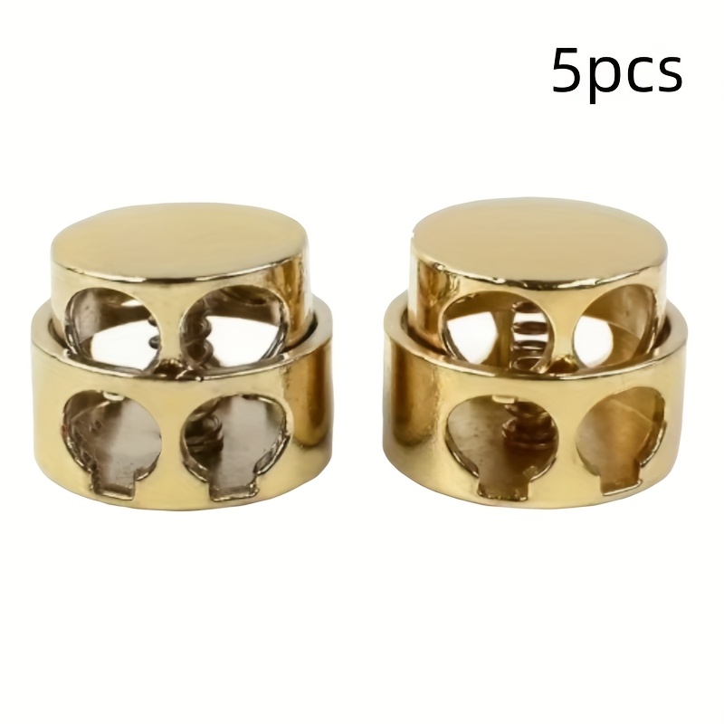 TEMU 5pcs Round Metal Cord Lock Clamp Clip Double Hole Stopper Buckles Spring Elastic Adjustment Cords Drawstring Rope End Button
